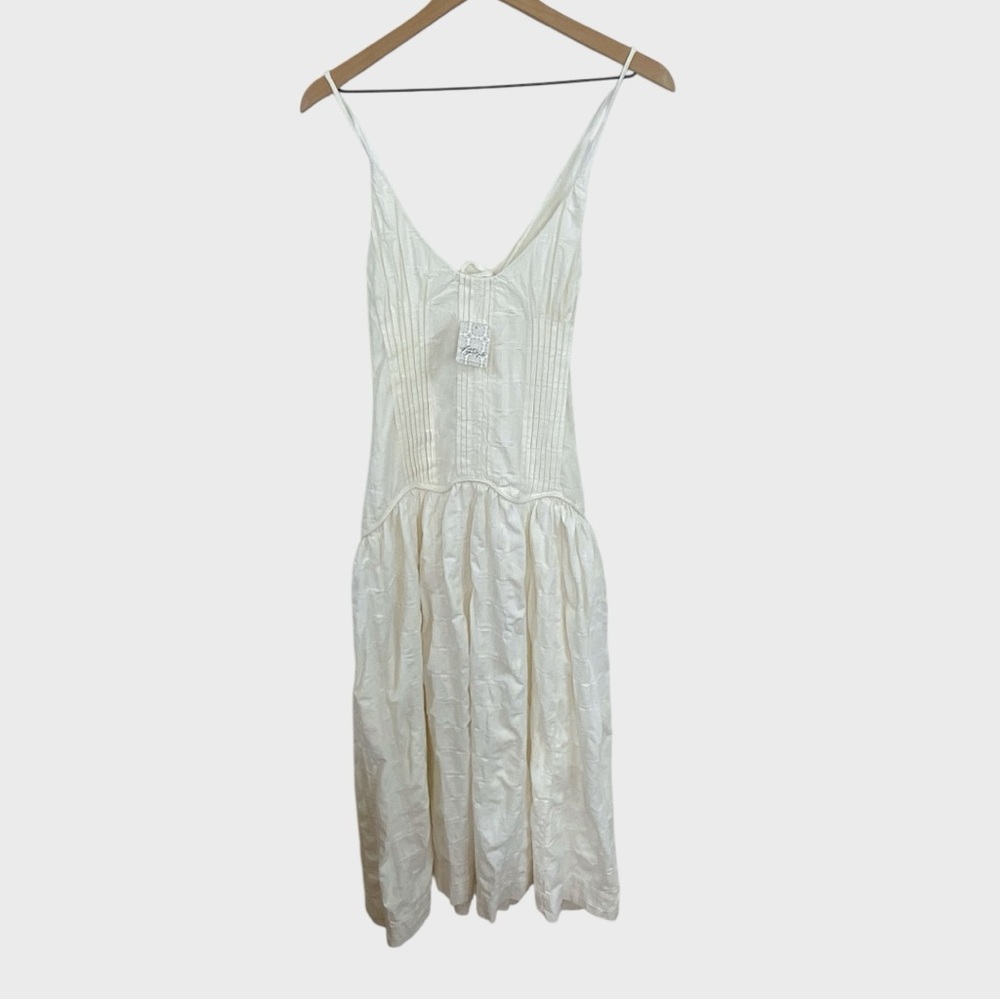 Free People NEW Ivory Tie Back Cotton Ezra Midi Dress NWT Size 6 - Picture 13 of 14